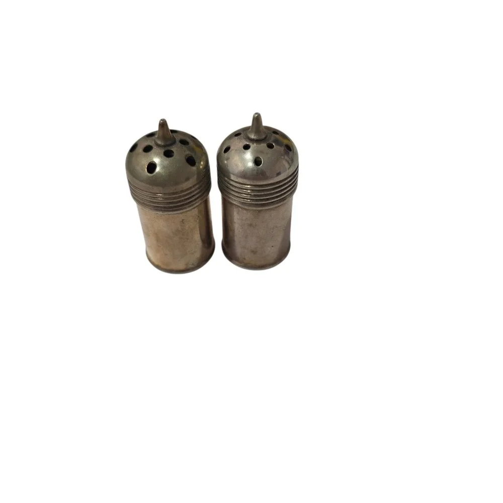 Vintage German 90 Silver Plate Salt Pepper Shakers Pair Mid Century Tableware